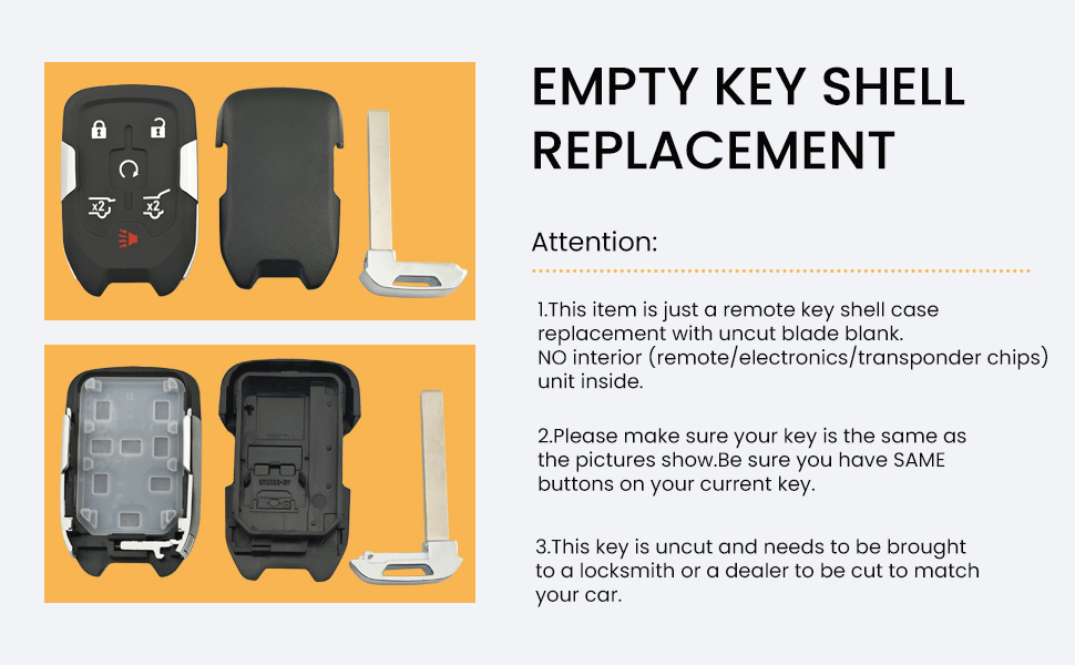 6 Buttons Replacement Key Shell for GMC for Chevy 4