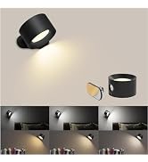 AKSDA Battery Operated Wall Sconce, LED Reading Light, 360-Degree Rotation Magnetic Mounting Rech...