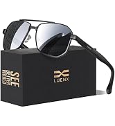 LUENX Men's Aviator Sunglasses Polarized Square Polygon Retro Shades UV 400 Protection