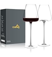 CnSneg Crystal Wine Glasses Set of 2, Hand Blown Red Wine Glass 22OZ with Long Stem, Thin Rim, Pr...