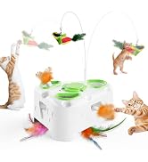 PANRIO 3-in-1 Interactive Cat Toys for Indoor Cats,Automatic Kitten Toy,Flying Bird,6 Holes Mole,...