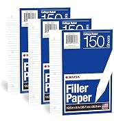 Kaisa Loose Leaf Paper Filler Paper 8x10.5 inches, College Ruled, 3-Hole Punched for 3-Ring Binde...