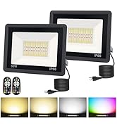 L LOHAS LED 50W Flood Light Outdoor, RGB Landscape Lighting with Remote Control, Timing - 2700K/4...