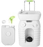 Yescom 45L Portable Sink Hand Wash Station & 24L Water Tank with Foot Pump & Wheel 12Gallon Campi...