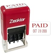 Paid Stamp with Date Self Inking Rubber Office Date Stamp, 13 Years of Dates, Paid Business Stamp...