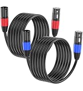 XLR Cable 10ft 2 Packs - Premium Balanced Microphone Cable with 3-Pin XLR Male to Female Mic Spea...