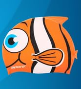 Sporti Cartoon Silicone Swim Cap for Kids, Unisex Youth Swim Cap, Comfortable Durable Junior's Po...