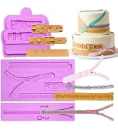 Infovox Zipper Chain Silicone Molds Purse Bag Zipper Cake Decorating Molds Cake Border Decorating...