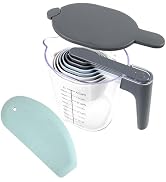 Recogwood 11-Piece Measuring Cups and Spoons Set with Stackable Measuring Cup, Lid, and Dough Scr...