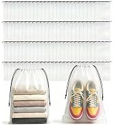 ROOKEA 100 Pcs Clear Shoe Bags for Travel Storage, 11.8"x15.7" Shoe Bag | Drawstring Large Shoe B...