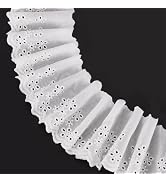 FINGERINSPIRE 15 Yards Cotton Lace Trim 3-3/4~4 inch Wide Ivory White Eyelet Lace Ribbon Floral E...