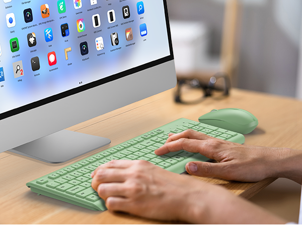 Wireless Keyboard and Mouse Combo, Full Size Silent Ergonomic Keyboard Mouse