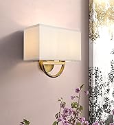 JiMuBeam White Fabric Lampshade Wall Sconces for Living Room, Bathroom, Kitchen, Bedroom