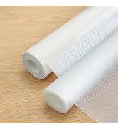 FMLIUY 2 Rolls Shelf Liners for Cabinets (24"x196" 1 Pack Off-White, 12"x196" 1 Pack Clear), 100%...