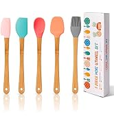 KSENDALO Silicone Small Spatulas Set of 5, Small Rubber Spatulas for Scraping, Cooking, Baking an...