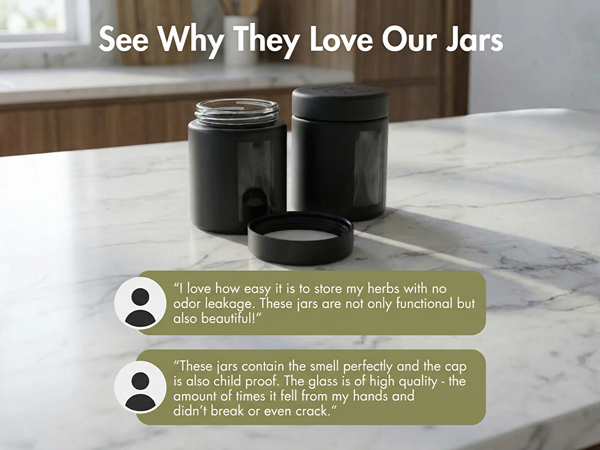 viewing jar, smell proof jar, jar with viewing window, black jar, smell proof container