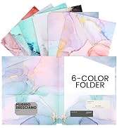 Ddaowanx 6pcs Folders with Pockets, 3 Hole Punched Heavy Duty Binders Folders for 3 Ring Binder,C...
