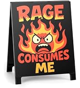 Funny Office Desk Decor Humorous Decorative Desk Sign for Gaming Fans Anime Fans Rage Consumes Me...