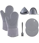 Sonhomay Oven Mitts and Pot Holders Sets Pack of 7 Kitchen Essential, Extra Long Silicone Oven Gl...