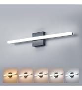 Combuh 24Inch Long Vanity Light for Bathroom 5 Color Adjustable Modern, Bright 14W 1250LM Black B...