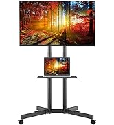 Mobile TV Stand, Rolling TV Stand with Wheels for 32-85Inch LED, LCD, OLED Flat&Curved TVs, Heigh...