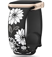 Witzon Floral Silicone Band Compatible with Apple Watch Bands for Women 40mm 41mm 42mm 38mm 44mm ...