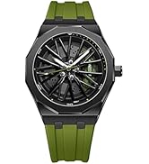 Gosasa Men’s Fashion Racing Wheel Design Watch Creative 3D Spinning Car Wheel Rotating Luminous Q...