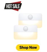 AMIR 2 Pack Mini Motion Sensor Stair Light for Indoor, Battery-Powered LED Night Light, 40 Lumen ...