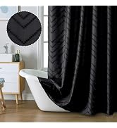 Chyhomenyc Chevron Black Shower Curtain 72x72 inches, Fabric Shower Curtain Farmhouse Chic Textur...