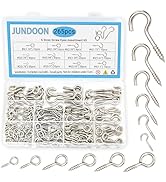 265-Piece Zinc-Plated Screw Eyes & Hooks Assortment Kit, 11 Sizes Self-Tapping Metal Eyelet Screw...