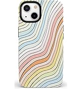 Casely Designed for iPhone 15 Case | Ride The Wave | Pastel Rainbow Lined Bold Case | Compatible ...
