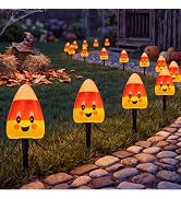 Halloween Candy Corn Pathway Lights Outdoor, 7Ft C7 LED Halloween Decorations Candy Corn Pathway ...