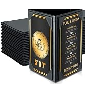 FLKQC Leatherette Table Tents Triangle Menu Holders 5"x 7", 20 Pack 3-Side Picture Frames with An...