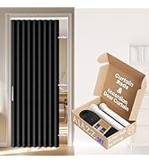 AJAZZ Blackout Accordion Door Invisible Accordion Doors Interior Magnetic Door Curtain for Bedroo...