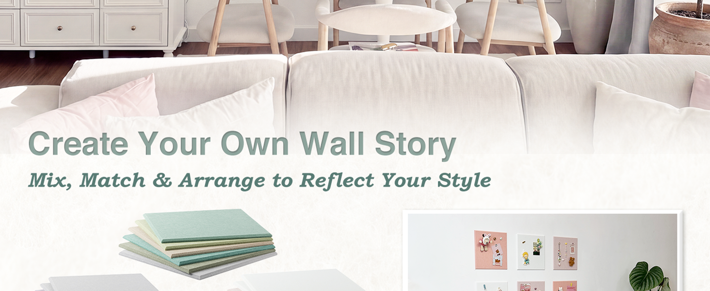6 Pack Decorative Pin Board for Wall