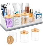 Bathroom Counter Organizer, Large White Silicone Toothbrush Holders for Bathrooms with 3PCS Qtip ...