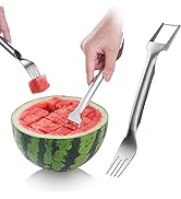 Choxila 2-in-1 Watermelon Fork, Watermelon Slicer Cutter, Stainless Steel Fruit Cutter Carving To...