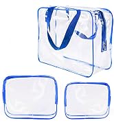 3Pcs Crystal Clear PVC Travel Toiletry Bag Kit for Women Men, Waterproof Vinyl Organizer Clear Ma...