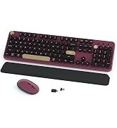 Colorful Wireless Keyboard and Mouse Combos, Retro Keyboard and Mouse Wireless Full Size, 2.4Ghz ...