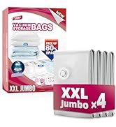 TAILI 4 Pack Vacuum Storage Bags, XXL Jumbo (47x39 Inch), Vacuum Sealed Bags for Comforter and Bl...