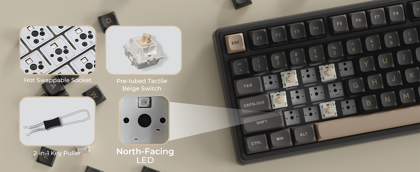 Hot swappable tactile beige switches