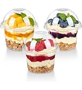 TOFLEN 50 Pack 8 oz Plastic Dessert Cups with Dome Lids, Clear Disposable Yogurt Parfait Cups wit...