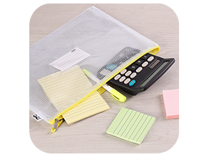 Mesh Zipper Pouch, A4, 6 Pack, Zipper Pouch with Label Pocket, Plastic Mesh Zipper