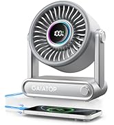 Gaiatop Portable Quiet Desk Fan with Power Bank, 6000mAh Rechargeable Battery Fan with RGB Ring, ...