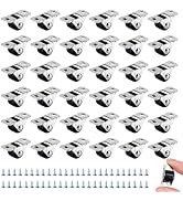 TWINKLEMON 48PCS Mini Fixed Caster Wheels 1/2 Inch Small Silent Rigid Plate Casters Tiny TPE Rubb...
