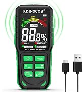 RDINSCOS Pinless Moisture Meter for Wall Rechargeable Damp Meter with Color Display and Audible A...