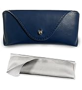 Portable Leather Glasses Case,Flexible Sunglasses Pouch Slim Case for Women Men Horizontal Eyegla...