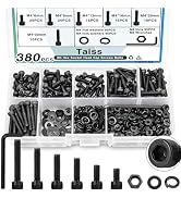 Taiss 380PCS M4 Screw Kit,Hex Socket Head Cap Screws Assortment with Nuts/Washers/Hex Wrench M4x6...
