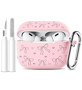 Lerobo for AirPods Pro 2 Case Cover, Cute Bow Heart Engraved Girly Design Soft Silicone Cover wit...