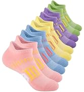 Comfoex 10 Pairs Girls Ankle Athletic Socks Cushioned Running Cotton Socks For 4-6 6-8 8-10 10-12...